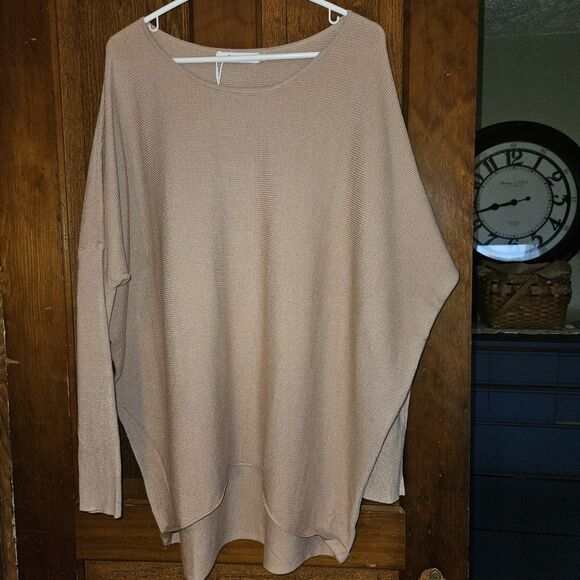 Oversize Sweaters - Anrabess Women's L Oversized LS Sweater Loose Pullover Glace Pink NEW